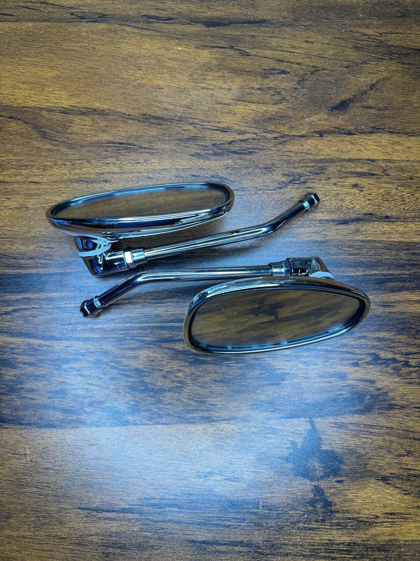 Chrome Retro-Style Motorcycle Bar-End Mirrors – Oval Rearview Mirror Set (Universal Fit)