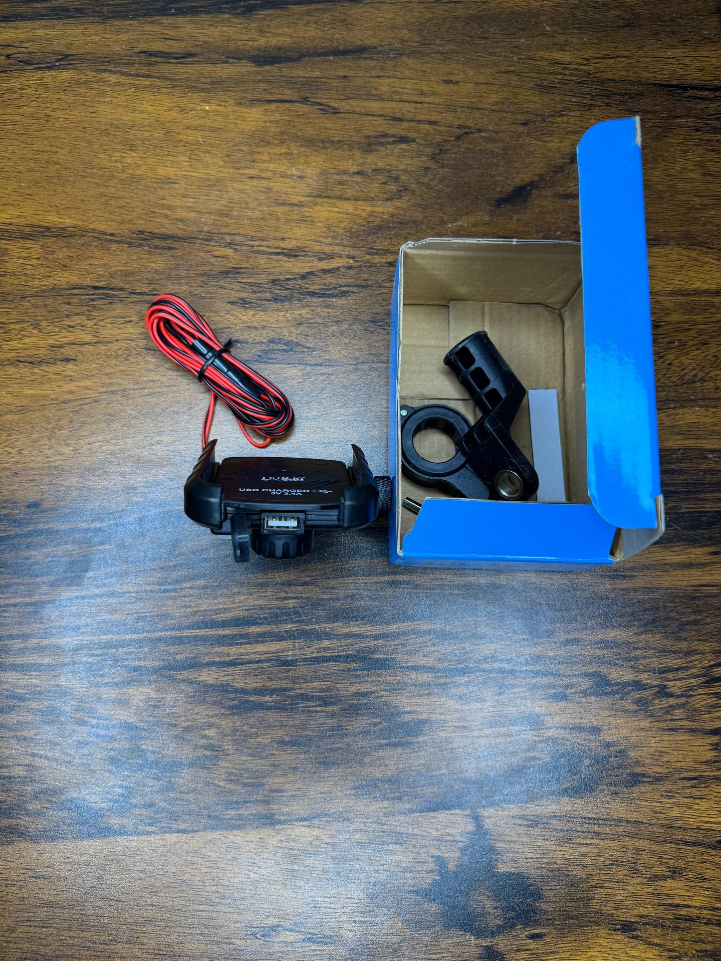 LUJUNTEC Motorcycle Phone Holder with USB Charger – 5V 2.4A Handlebar Mount