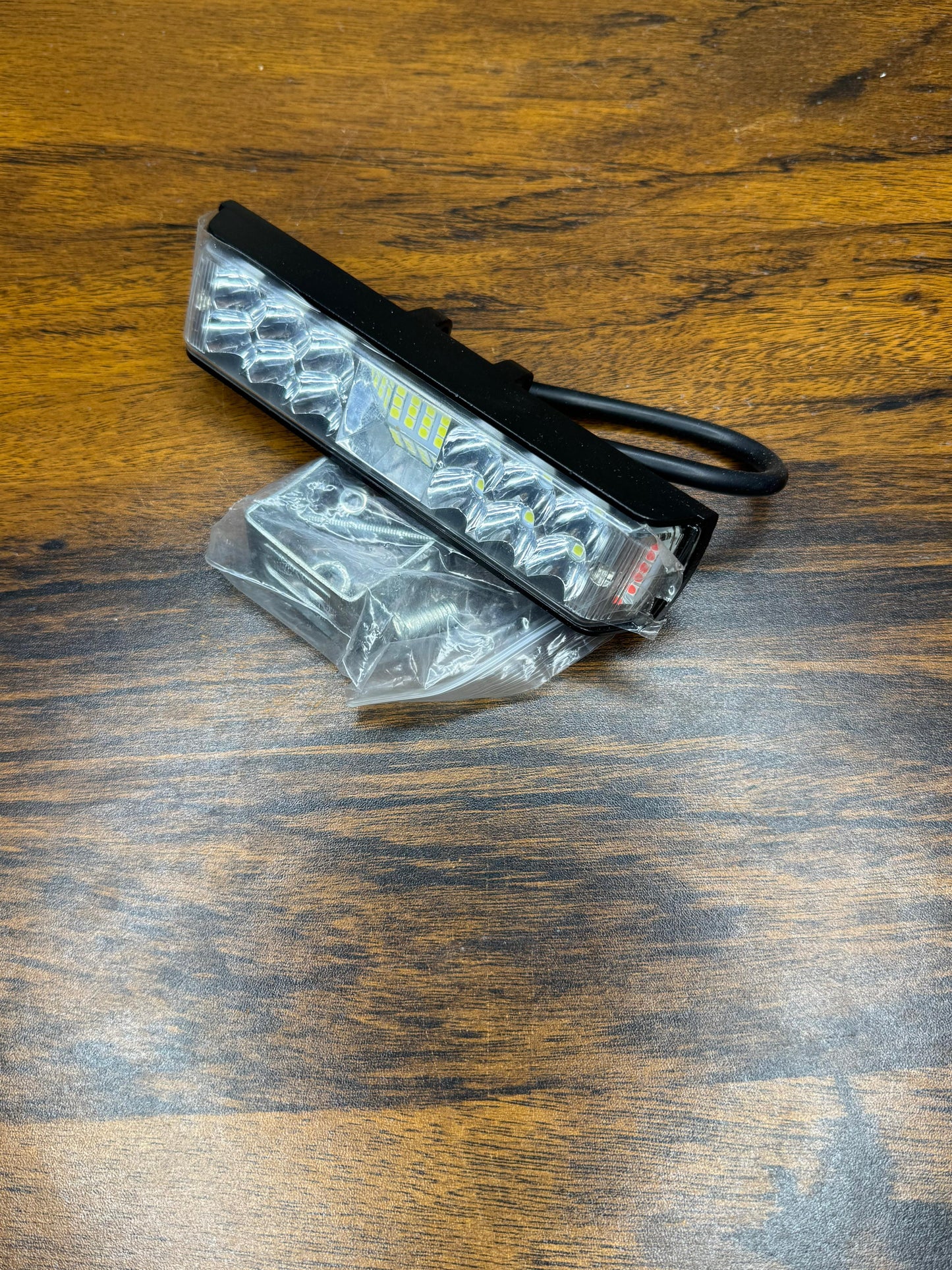 LED Work Light Bar with Red & Blue Side Flashers – 12 LED, Waterproof, Multi-Mode Beam