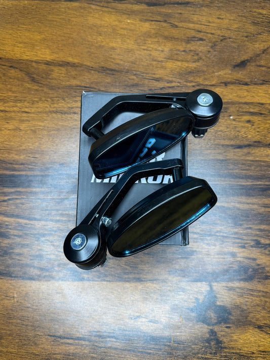 Universal Bar-End Bike Mirrors – 360° Adjustable Rearview Mirrors (Black, Set of 2)