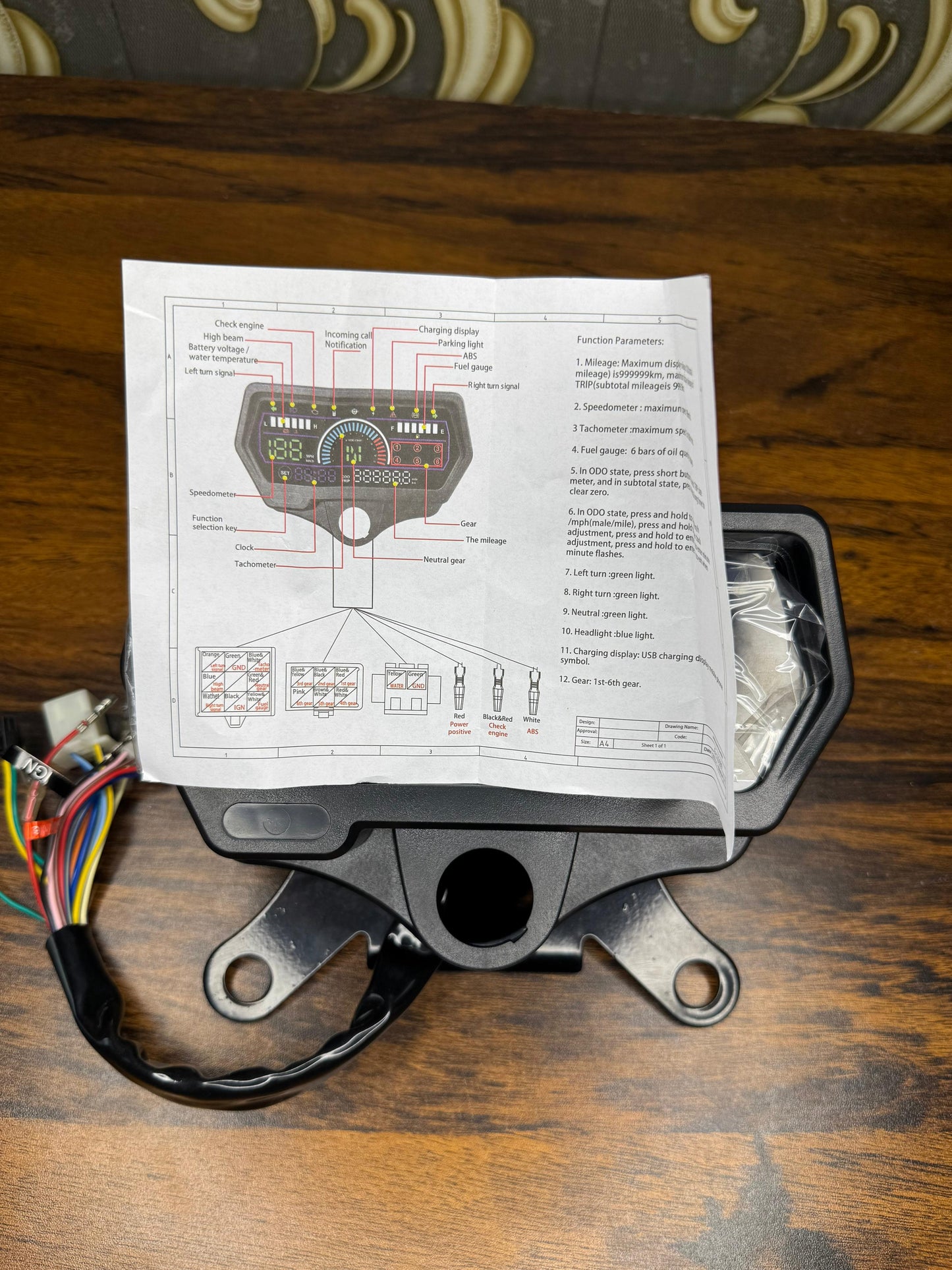Compact Digital Motorcycle Speedometer with LCD Display & Gear Indicator