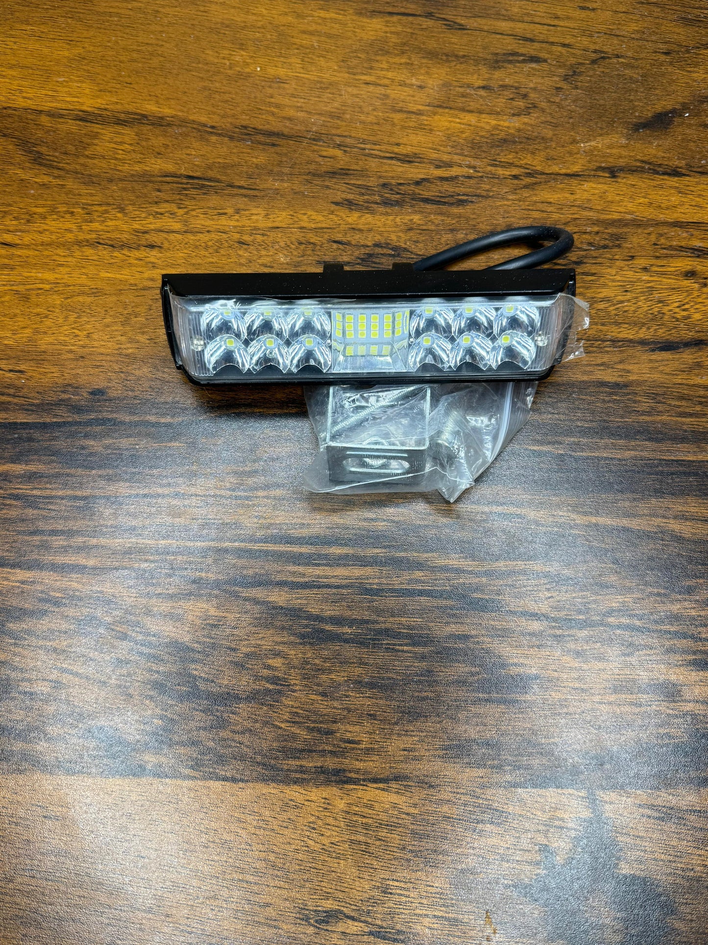 LED Work Light Bar with Red & Blue Side Flashers – 12 LED, Waterproof, Multi-Mode Beam